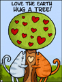 hug a tree,earth day 2008, every day is earth day, recycle, reuse, reduce, carbon footprint, global warming, environment, environmental, green, water footprint, consumer, resource, eco,cats,treehugger