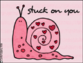 stuck on you,snale,pink,valentine,lover,i love you,relationship,girlfriend,boyfriend,heart,