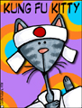 kung fu kitty, gi, japanese, kawai, martial arts, any occasion, all occasions, notecard, note, note card, blank, thinking of you, hi, hello