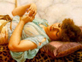 sleepy girl, edward godward, pre-raphaelite brotherhood, artist, any occasion, all occasions, notecard, note card, blank, note