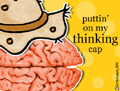 brain thinking cap, idea, funny, humour, humor, humorous, word play, pun