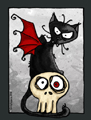 goth,alternative,kitty,demon,bat wings,evil,angry,attitude,vampire,voodoo,voodoodle,skull,bones,black cat,devil,cat,halloween,