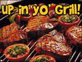 grill,BBQ,summer,vacation,barbeque,up in yo grill,funny, steak, chicken, vegetables, eat, hungry, cook, cooking, marinate